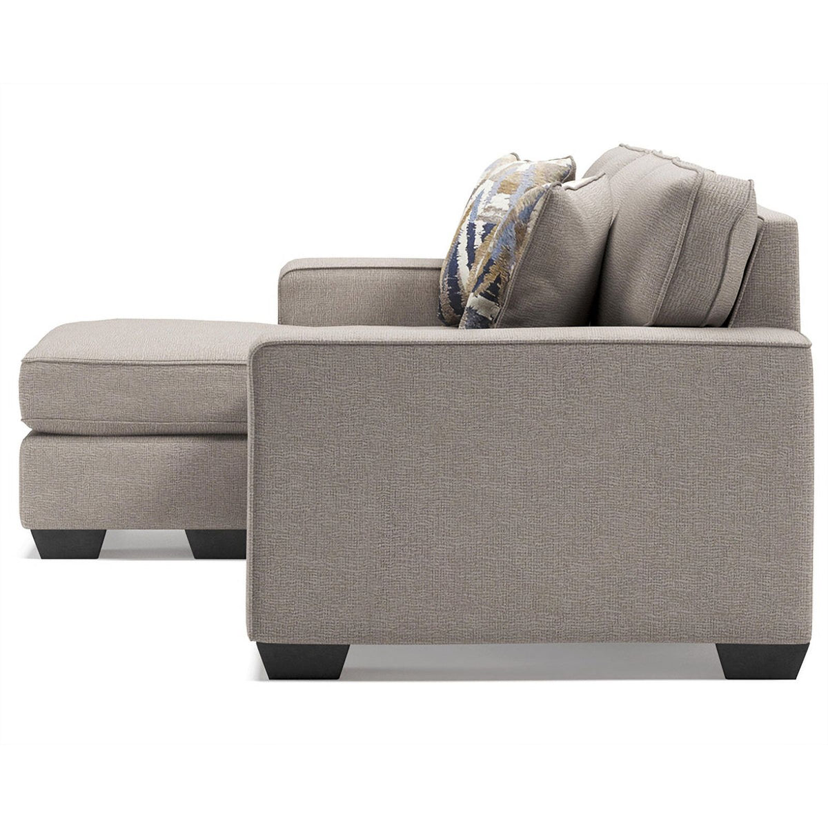 Modern Fabric & Wood Sofa Chaise in Stone Light Gray D125