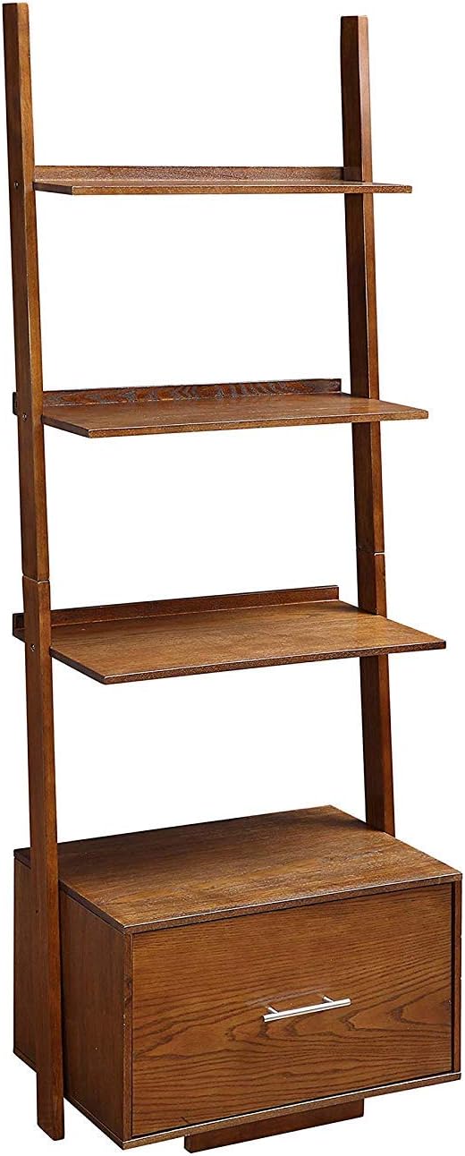 Gray Ladder Bookcase with File Drawer F9380