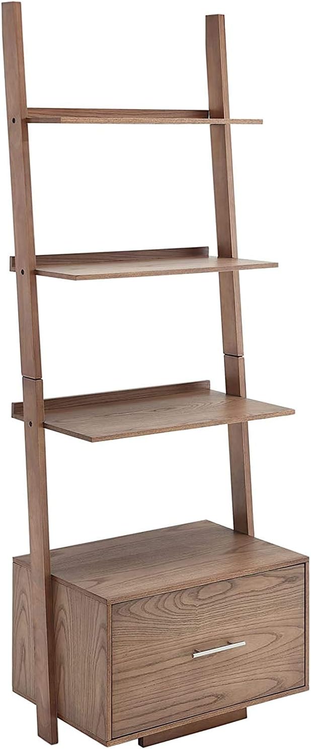 Gray Ladder Bookcase with File Drawer F9380