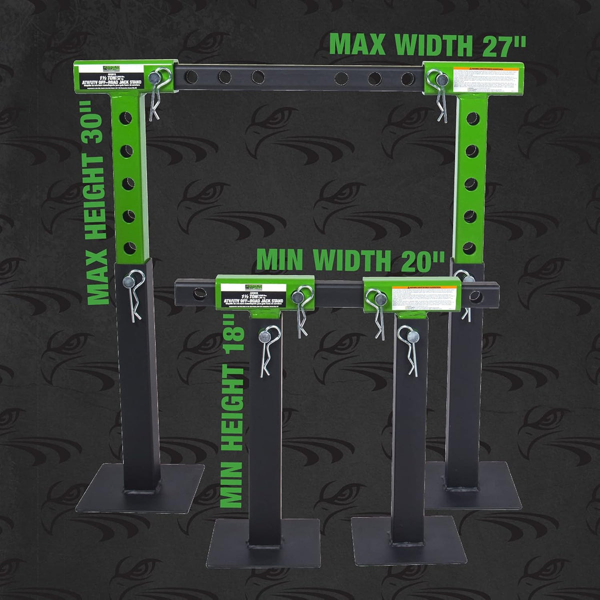 1.5 Ton ATV UTV Jack Stands with Rack Bar Saddle K7817