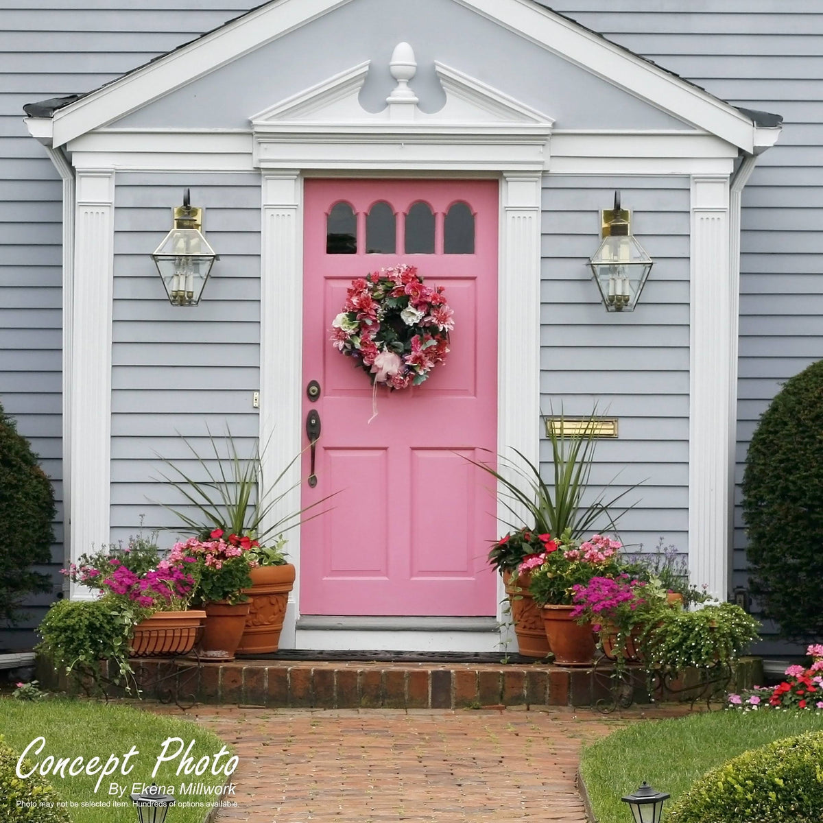 10x22W x 108x22H x 2x22P Two Equal Flat Panel PVC Pilaster with Decorative Capital & Base (Pair) Y255