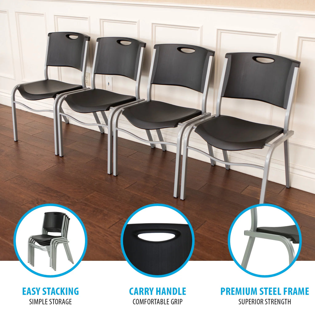 Black Plastic Stacking Chair 4 Pack L732