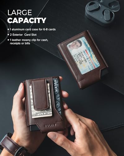 Slim Leather RFID Blocking Wallet with Money Clip O931401