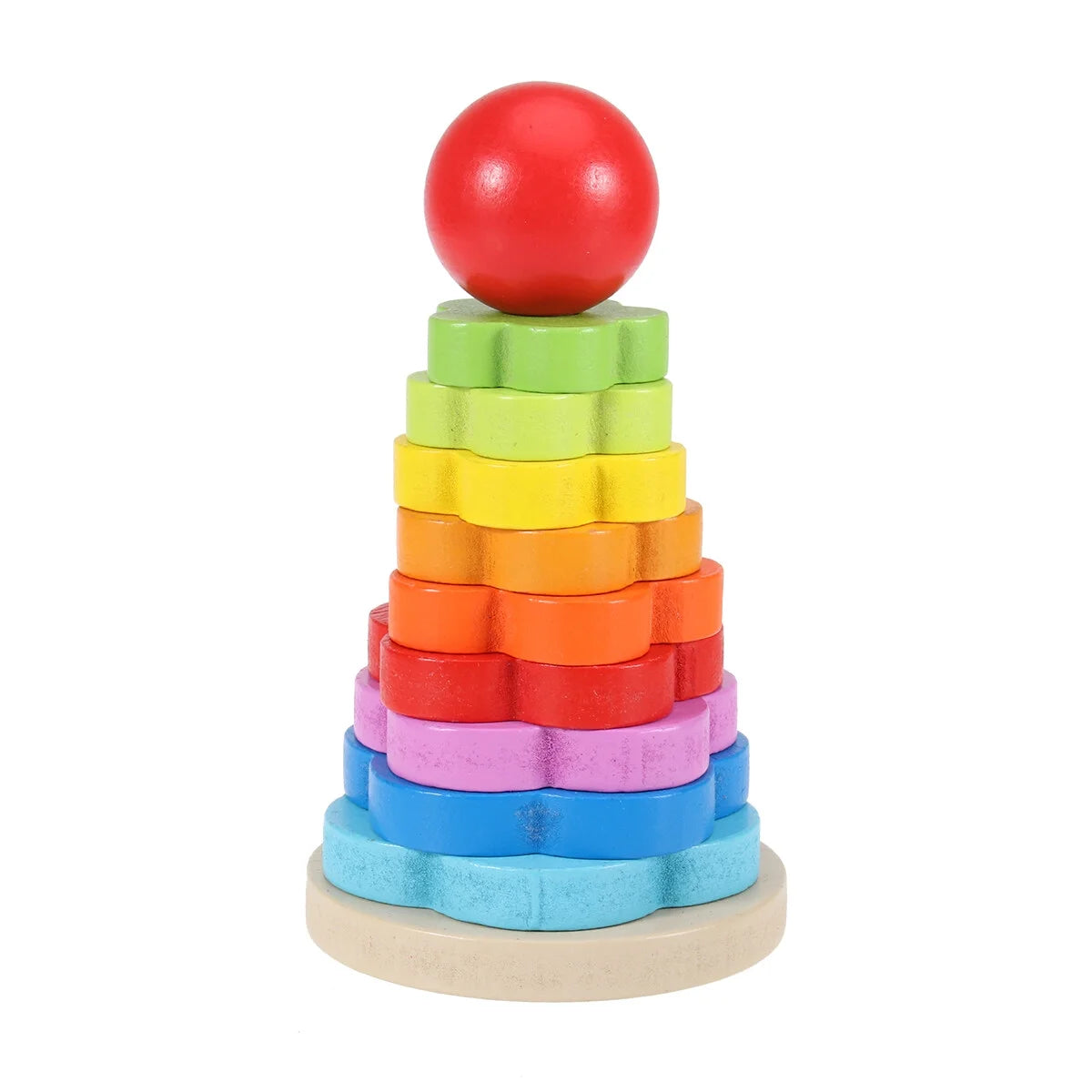 Rainbow Stacking Game Toy Circle Building Blocks Tower Educational Wooden Toy H54663