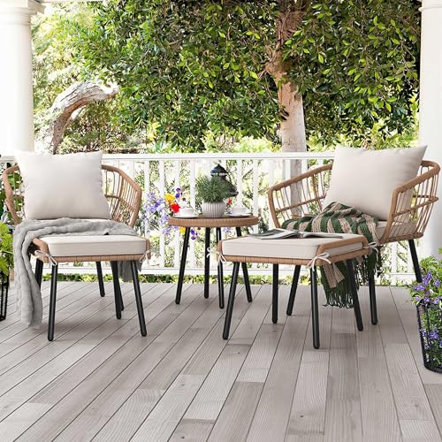 3 Piece Wicker Bistro Set with Cushions D9365