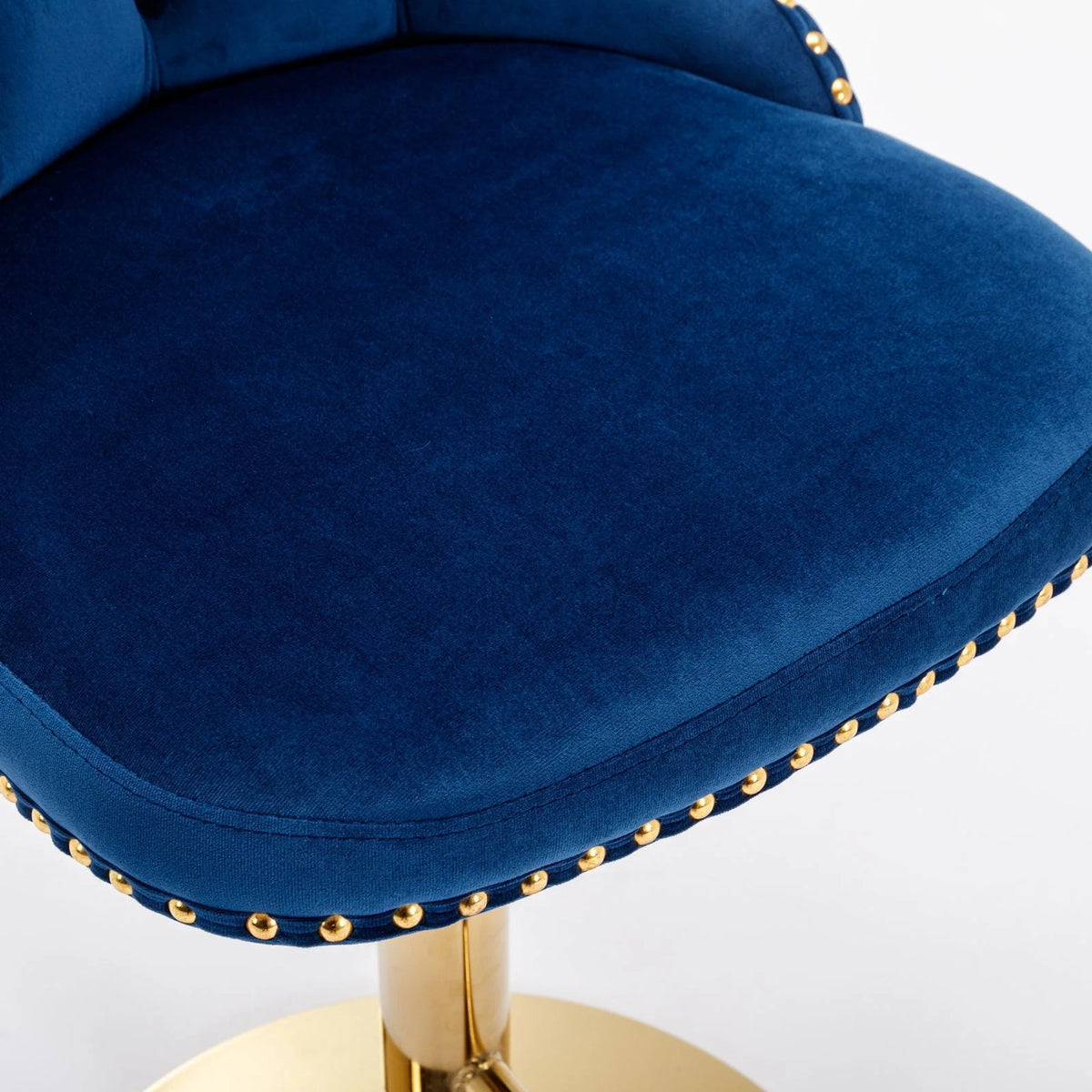 Golden Swivel Velvet Barstools Adjustable Height Blue Set of 2 T227992
