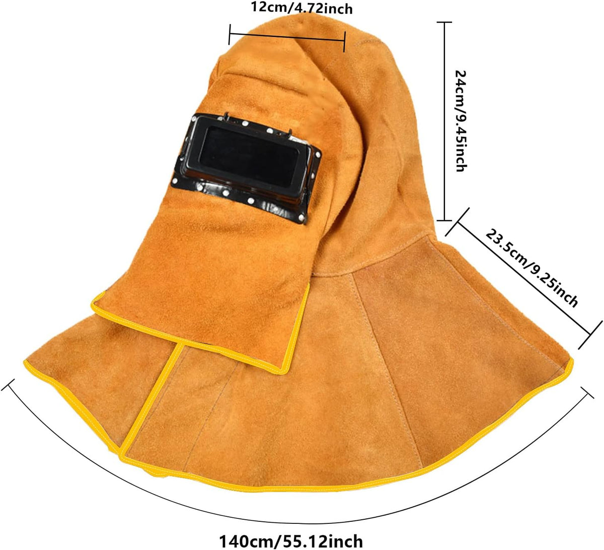 Yellow Leather Welding Helmet with Solar Auto Darkening Filter Q389006