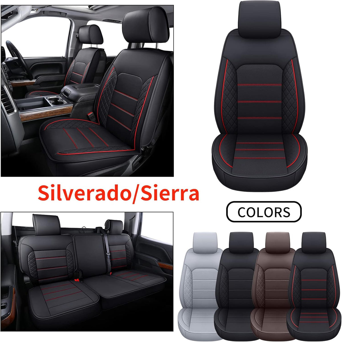 Black Faux Leather Full Set Seat Covers A64707