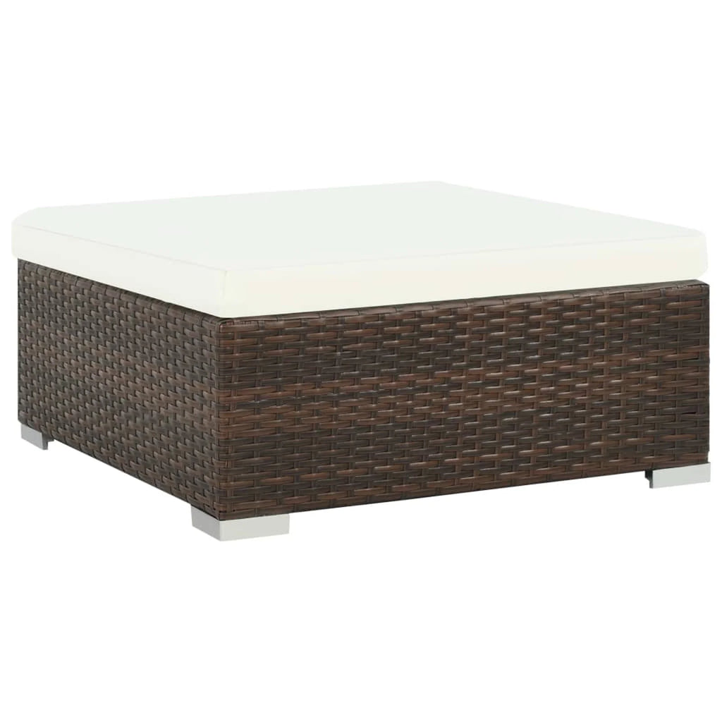 6 Piece White Cushioned Poly Rattan Patio Conversation Set with Coffee Table T25006