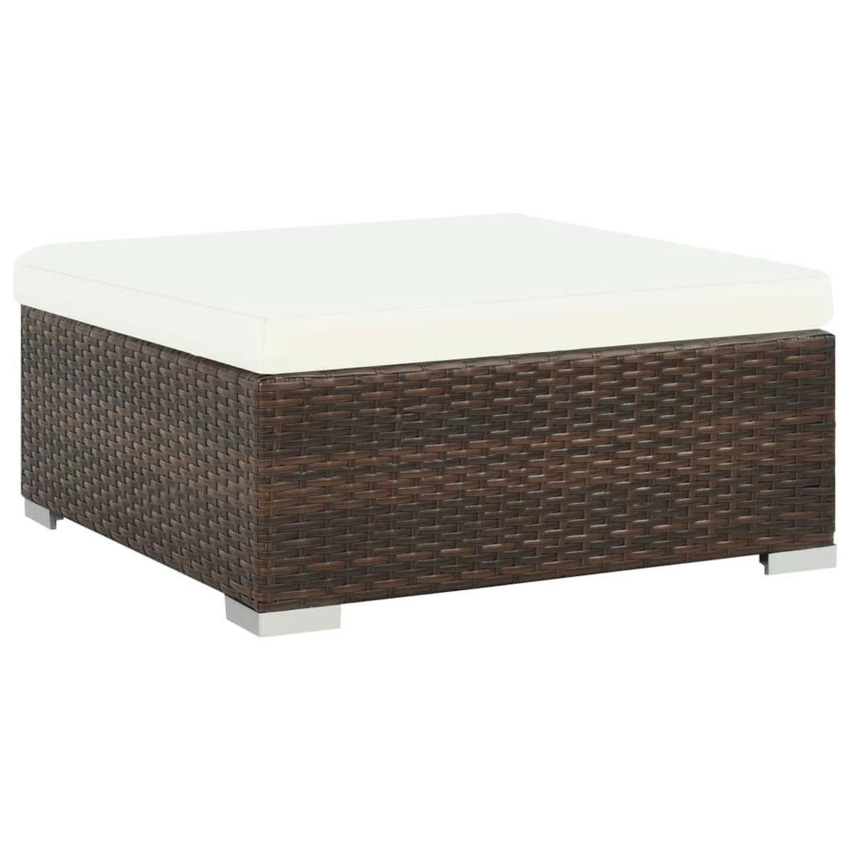 6 Piece White Cushioned Poly Rattan Patio Conversation Set with Coffee Table T25006