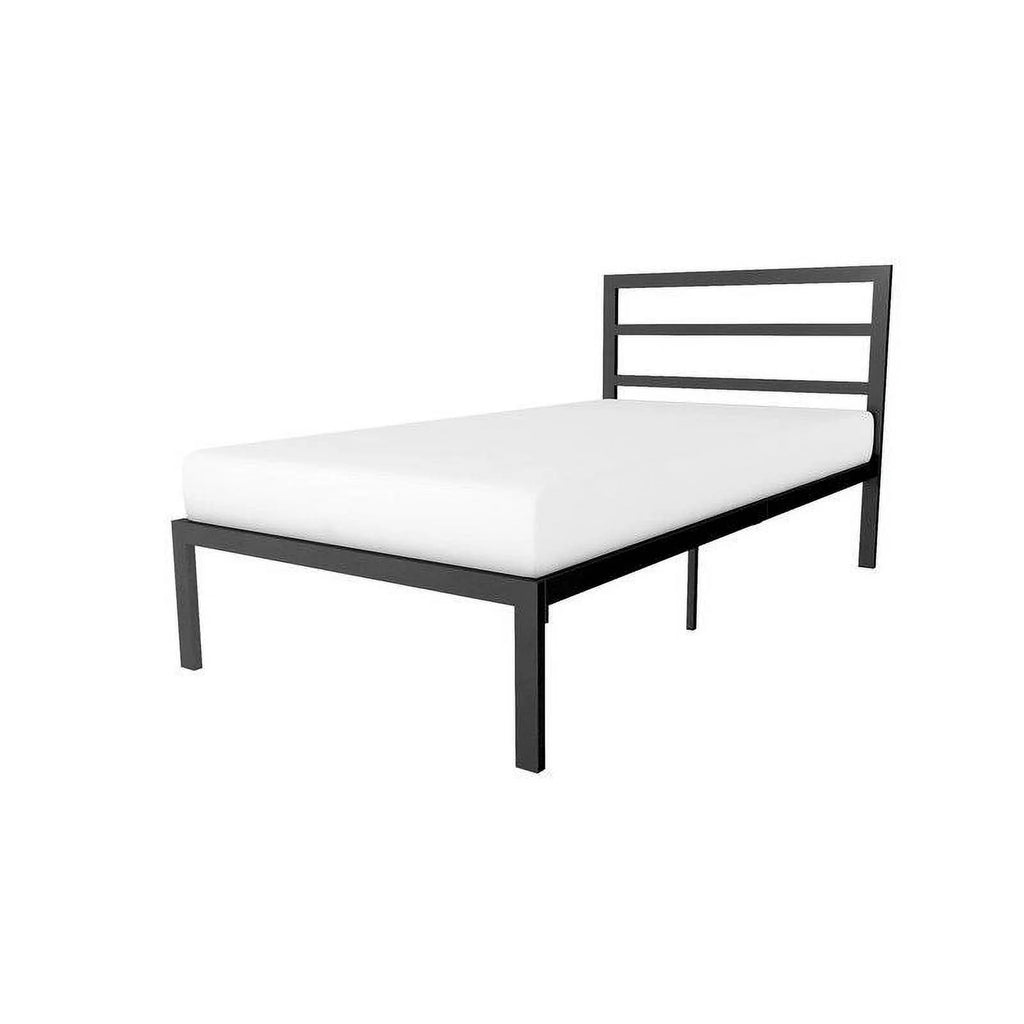 Black Metal Platform Bed Frame with Headboard X54751