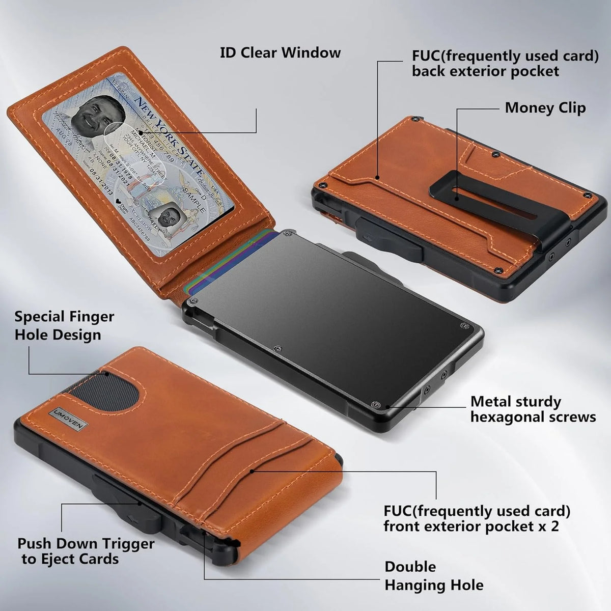 Slim Leather Bifold Wallet with Money Clip S7051