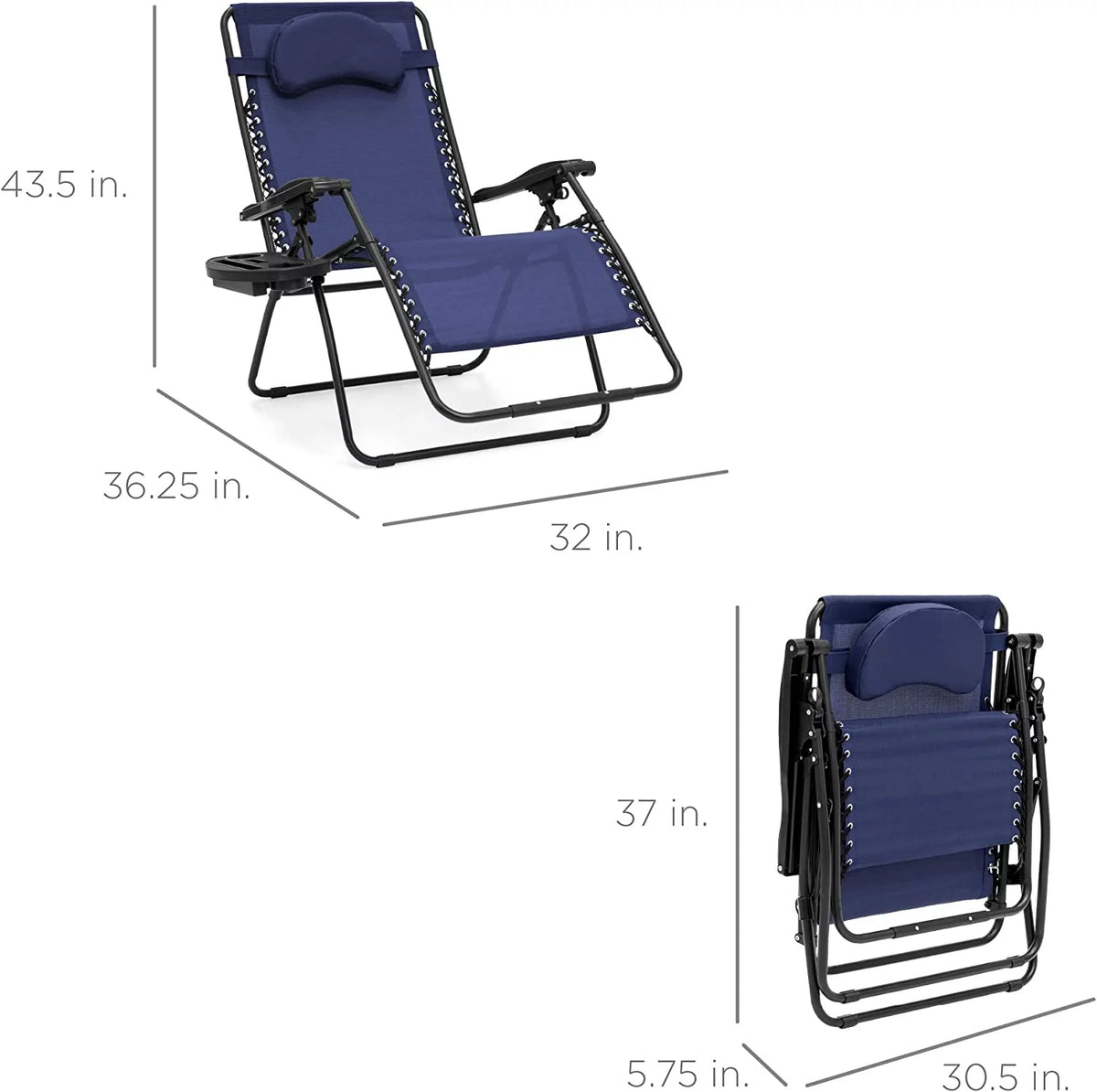 Oversized Zero Gravity Chair with Cup Holder and Pillow A792