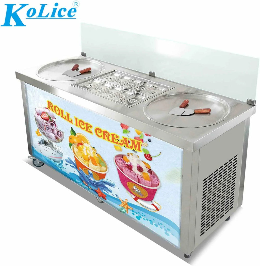 22" Double Round Pans Fried Ice Cream Machine with 10 Refrigerated Tanks N816413