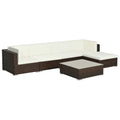6 Piece White Cushioned Poly Rattan Patio Conversation Set with Coffee Table T25006