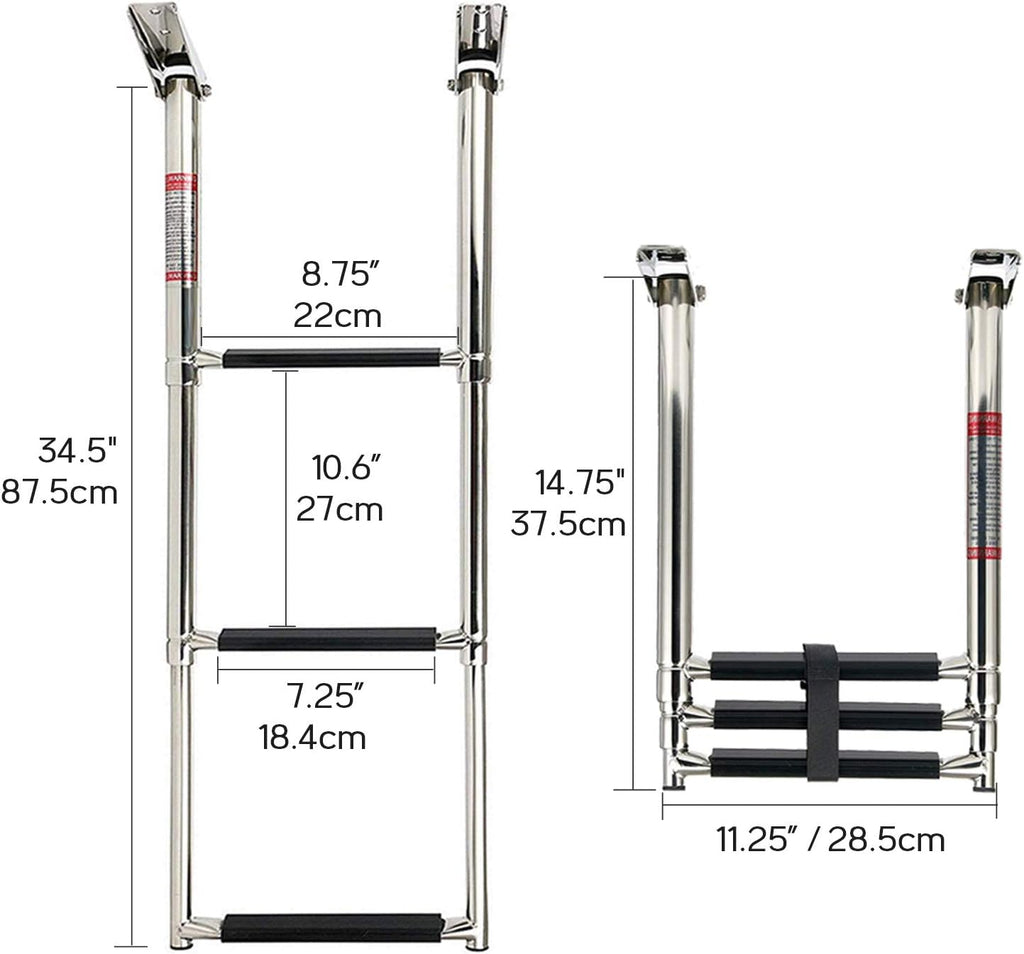 3 Step Folding Stainless Steel Swim Ladder, Pack of 2 X72130