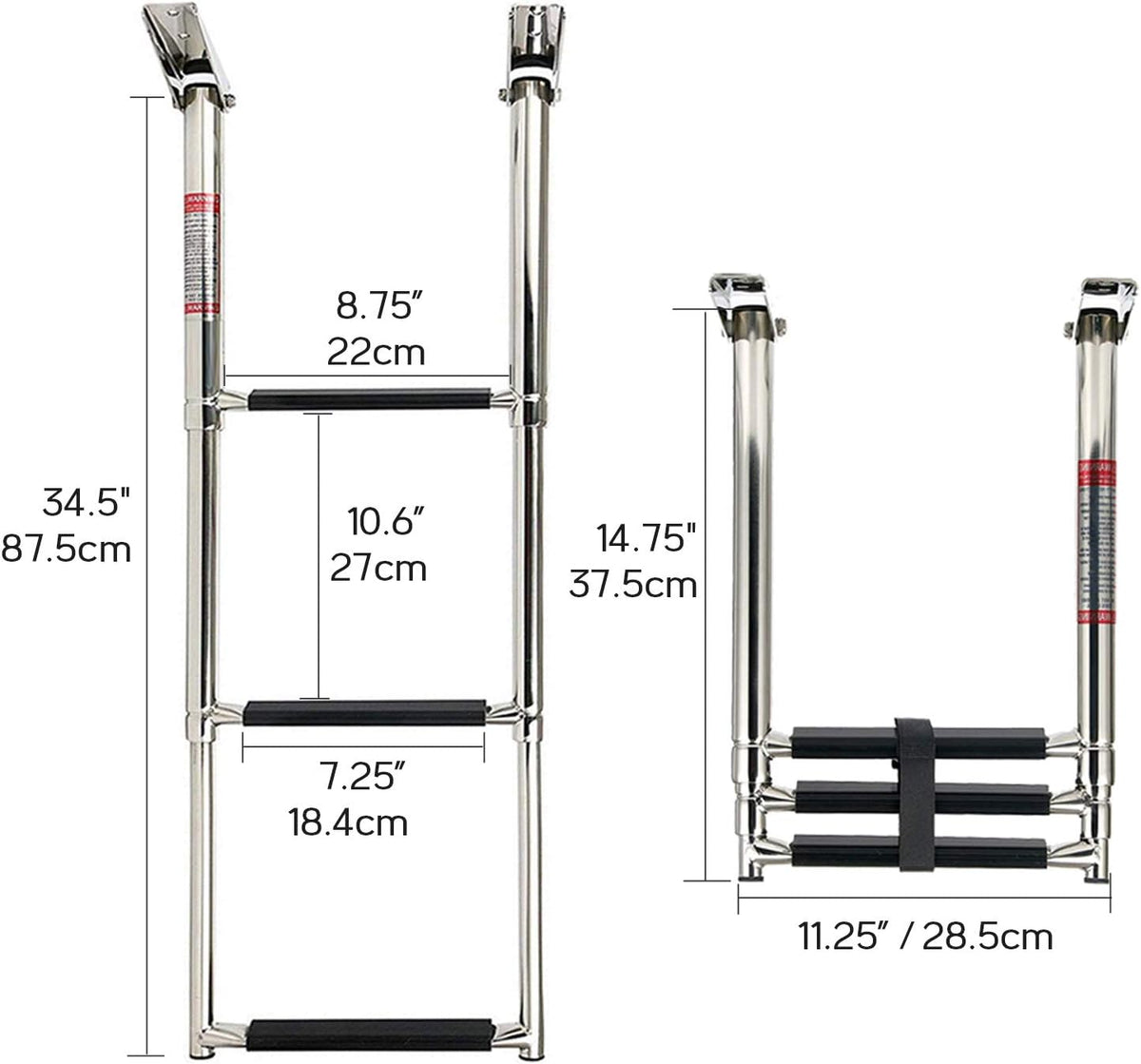 3 Step Folding Stainless Steel Swim Ladder, Pack of 2 X72130