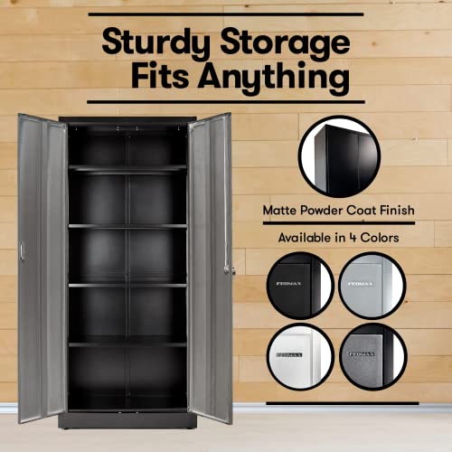 71-inch Tall Black Steel Storage Cabinet with Adjustable Shelves Y401