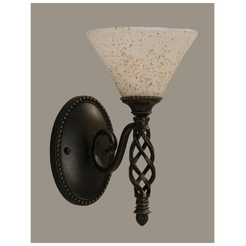 Dark Granite Wall Sconce with Gold Ice Glass P9555