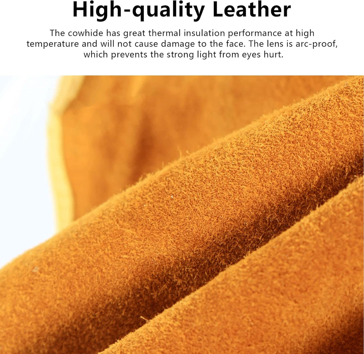 Yellow Leather Welding Helmet with Solar Auto Darkening Filter Q389006