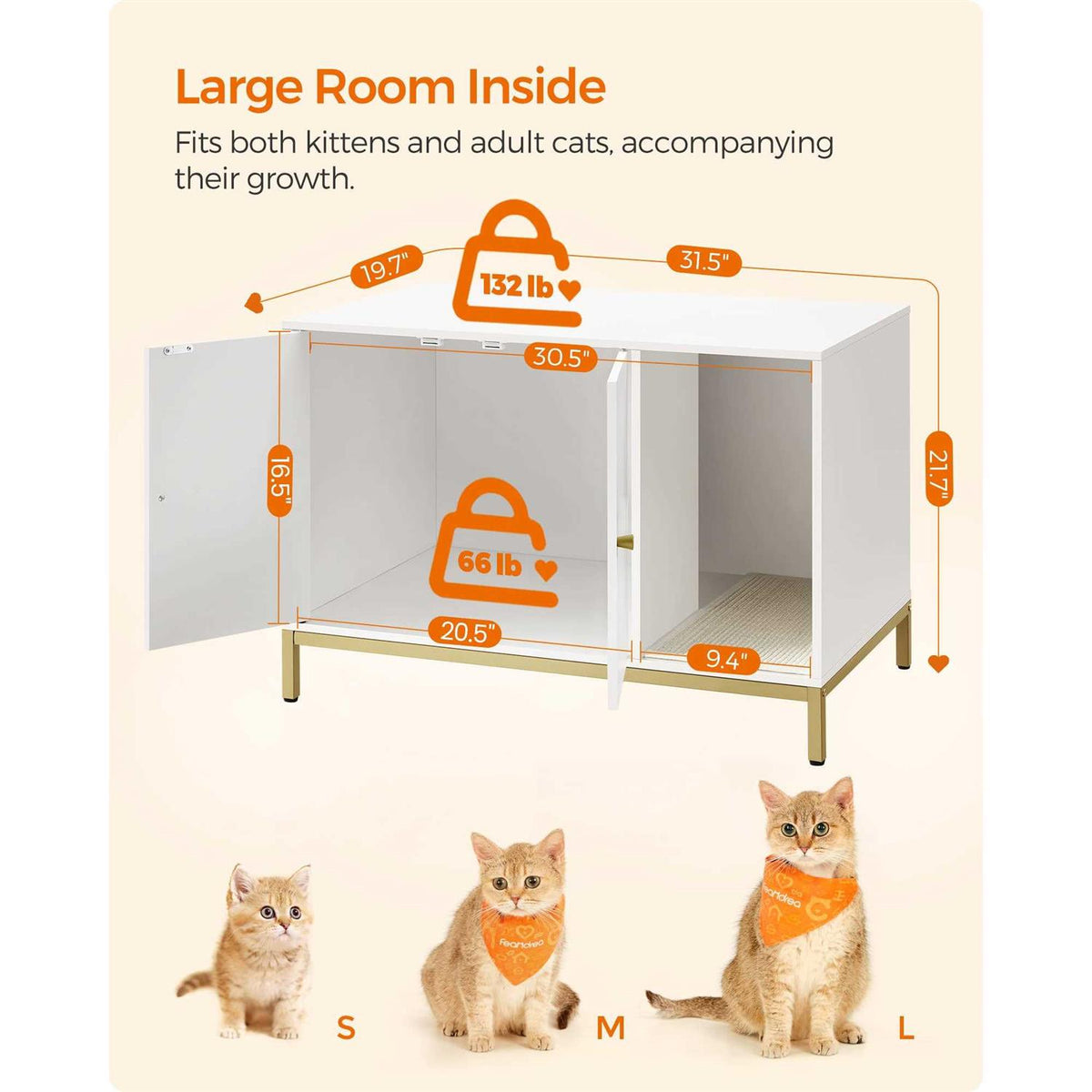 Modern Cat Litter Box Enclosure with Scratching Mat E84854