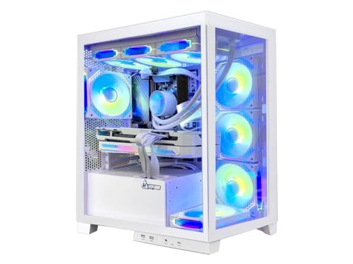 White Gaming PC Desktop Computer with AMD Ryzen 7 5700X, RTX 4060 8G, 32GB DDR4 RAM, 1TB M.2 PCIE + 2TB SATA SSD, Windows 11 Pro C355