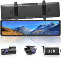 Mirror Dash Cam with Detached Front Camera 11 Rear View Mirror Camera Front and Rear FHD 1080P Waterproof Backup Camera Full Touch Screen with Night Vision R203086