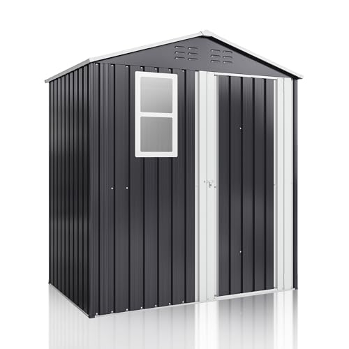 Grey Metal Outdoor Storage Shed D5442