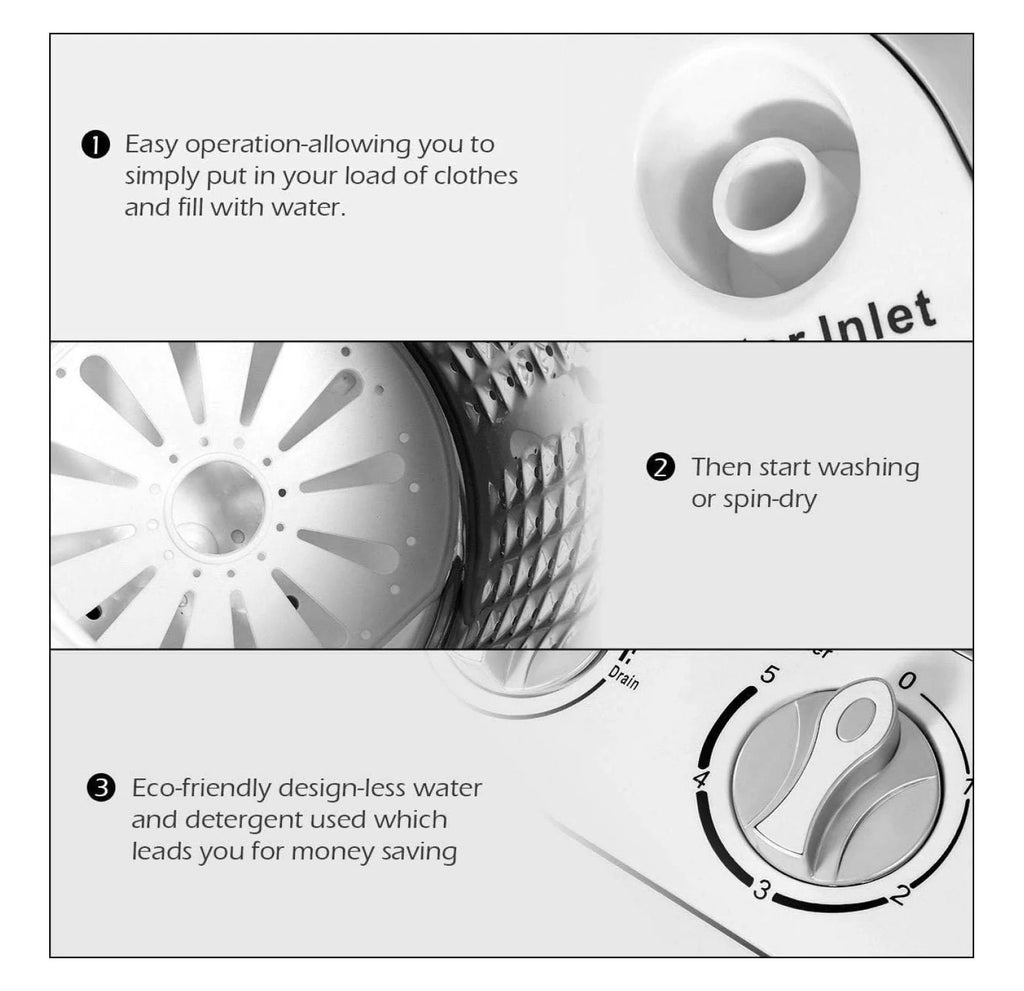Compact Mini Washer Machine with 8 lbs Washing and 5 lbs Spin Dryer M248