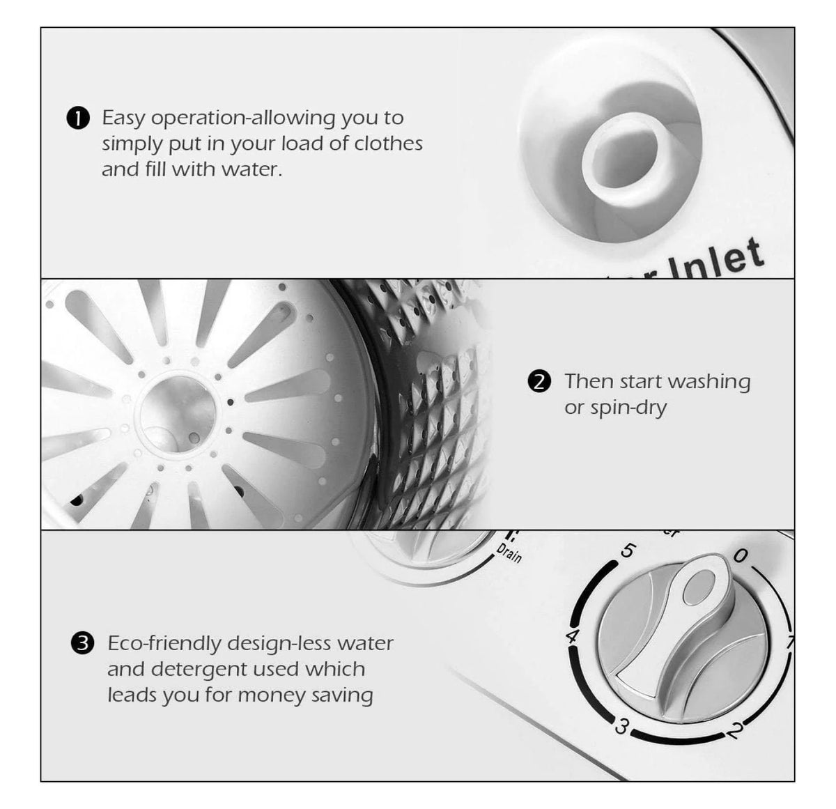 Compact Mini Washer Machine with 8 lbs Washing and 5 lbs Spin Dryer M248