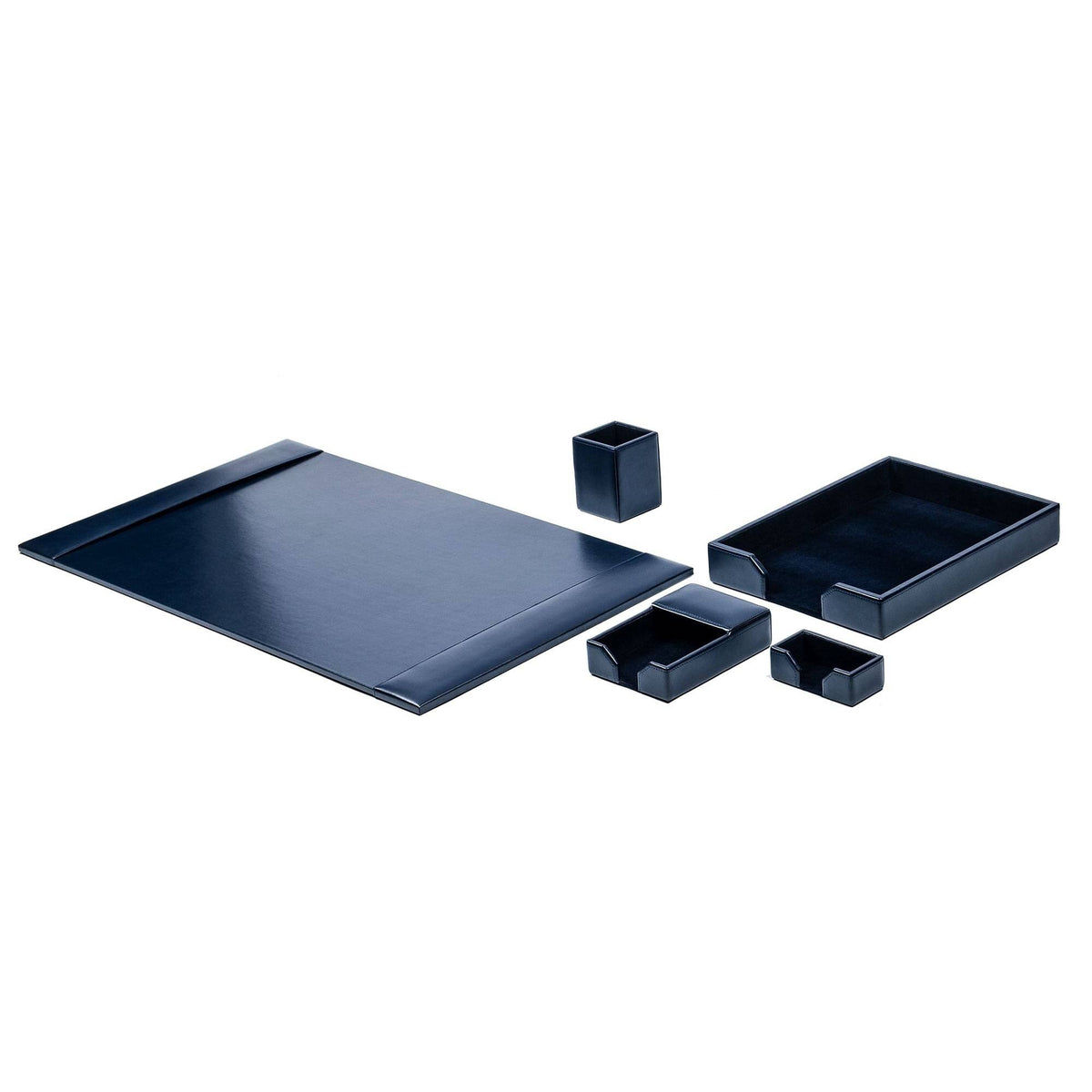 Navy Blue Bonded Leather 5-Piece Desk Set M41120
