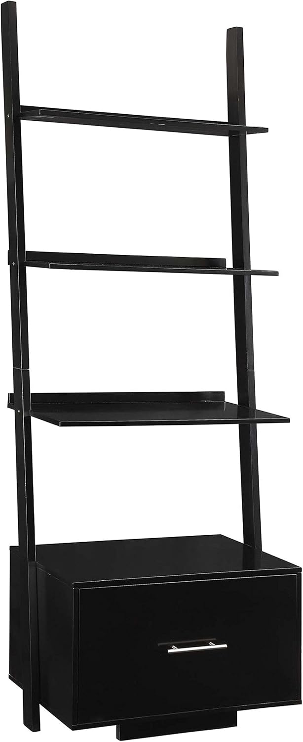Gray Ladder Bookcase with File Drawer F9380