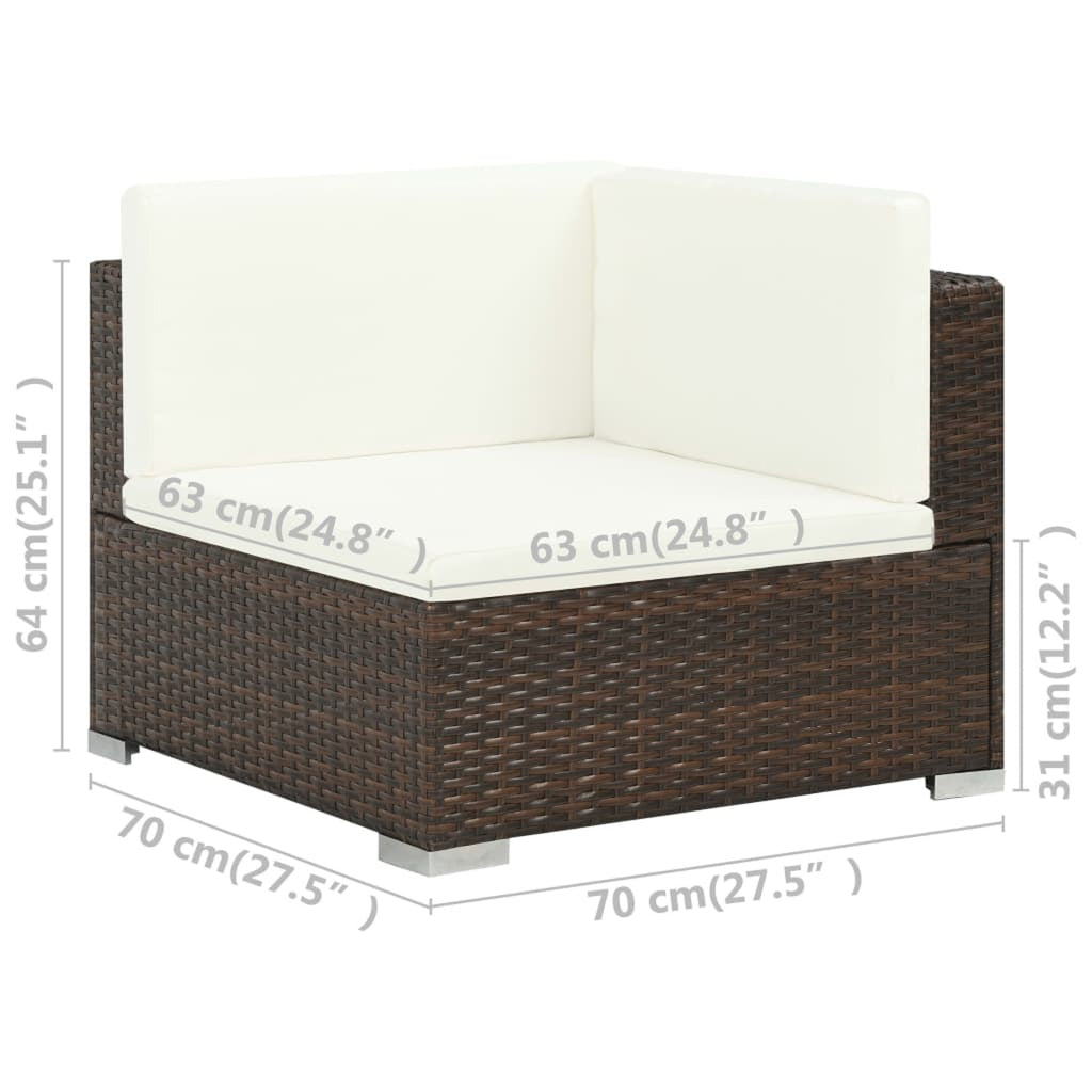 6 Piece White Cushioned Poly Rattan Patio Conversation Set with Coffee Table T25006