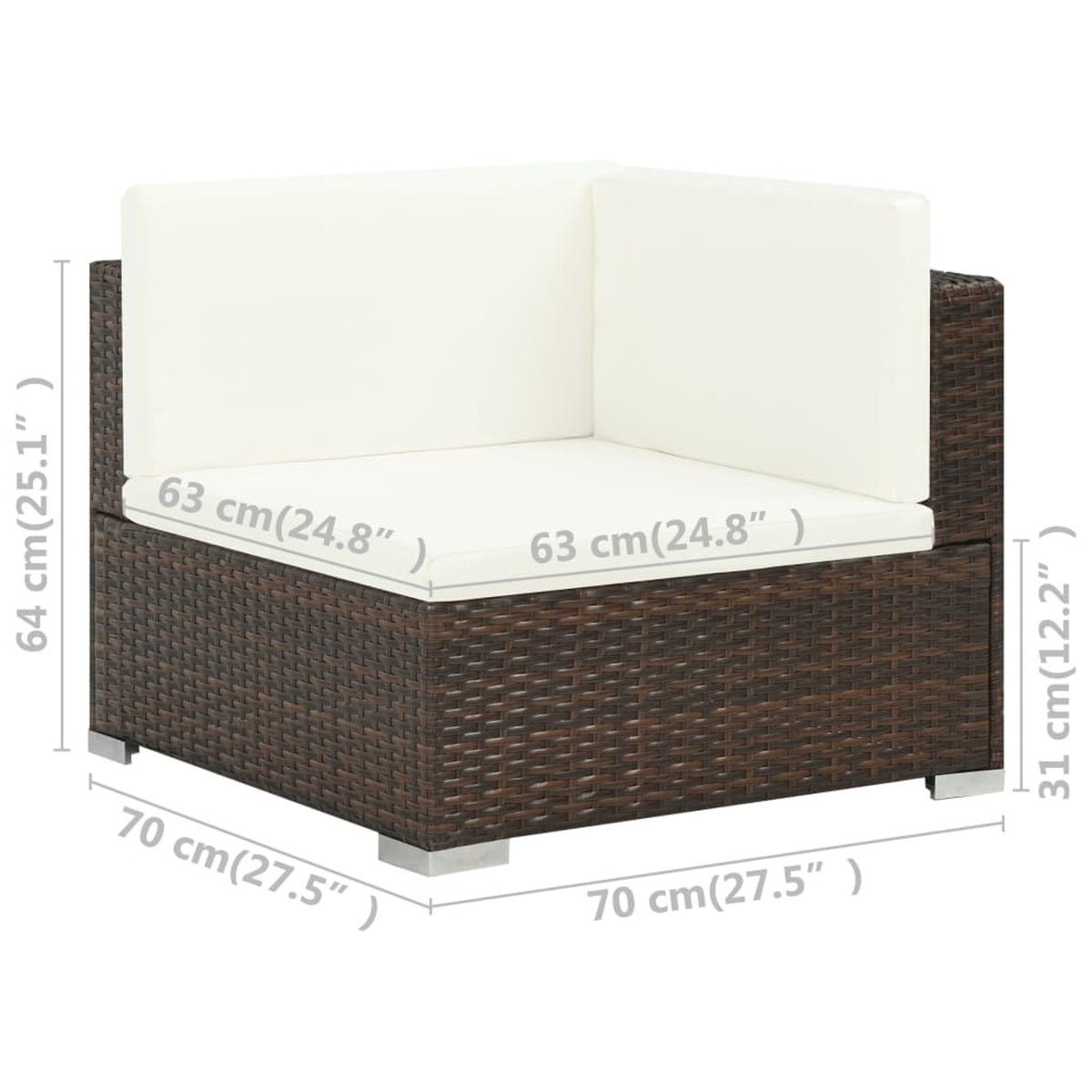 6 Piece White Cushioned Poly Rattan Patio Conversation Set with Coffee Table T25006