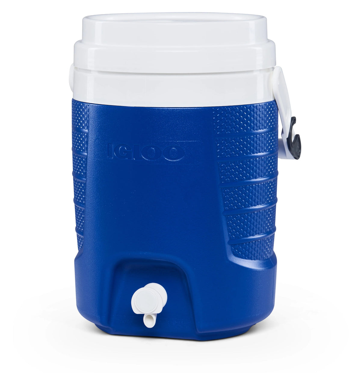 2-Gallon Plastic Beverage Jug with Hooks Blue Y338237