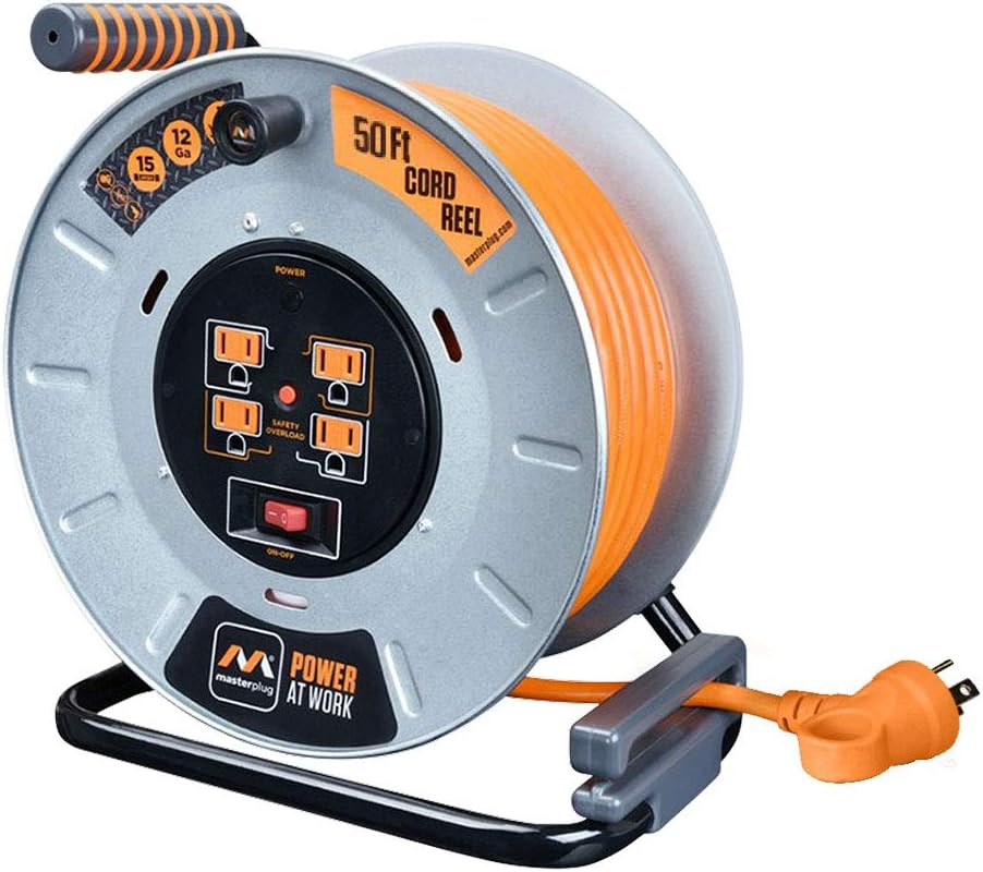 75 Feet 12AWG Power Outlet Cord Reel with USB Charging Ports C50628