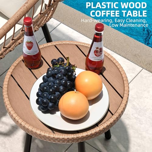 3 Piece Wicker Bistro Set with Cushions D9365