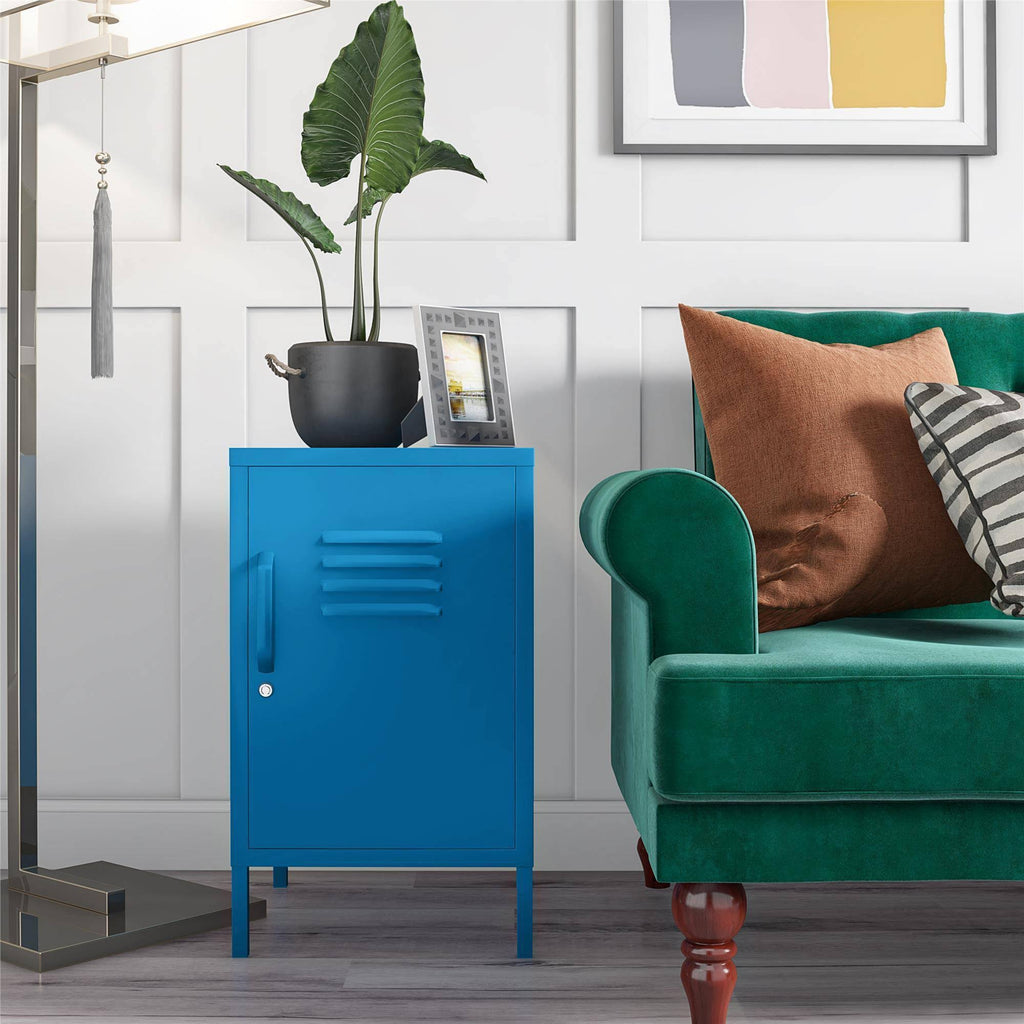 Blue Metal Locker End Table V2257
