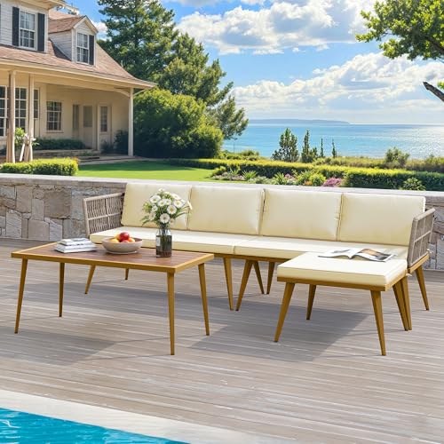3 Piece Wicker Bistro Set with Cushions D9365