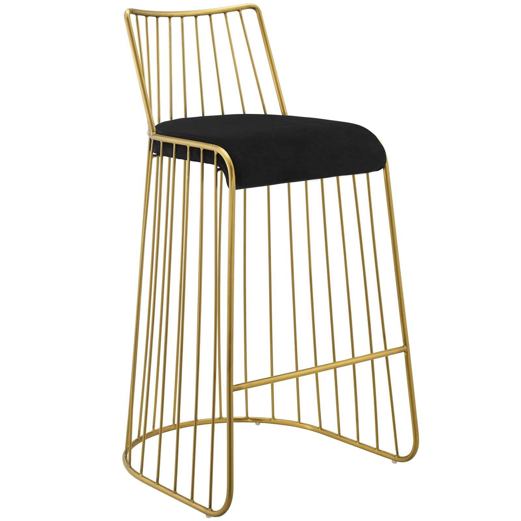 Gold Stainless Steel Velvet Bar Stool W612778