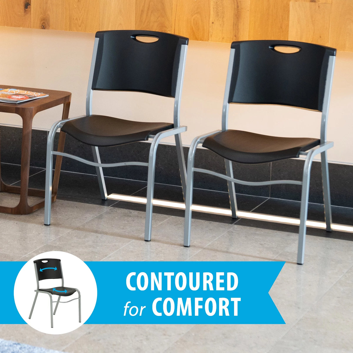 Black Plastic Stacking Chair 4 Pack L732