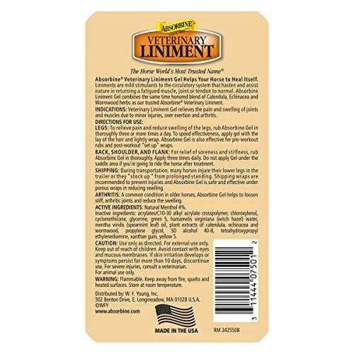 Absorbine Veterinary Liniment Gel Topical Menthol Analgesic Rub E434728