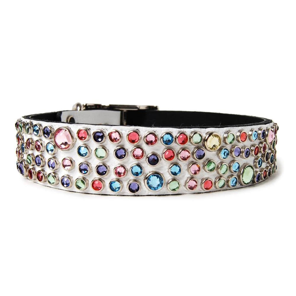 White Leather Dog Collar Size 16 X6534