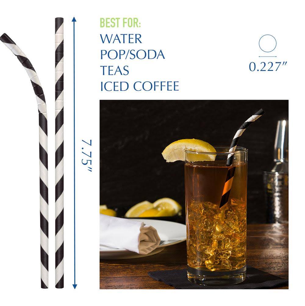 Black White Striped Paper Straw - 4800/Case I238655