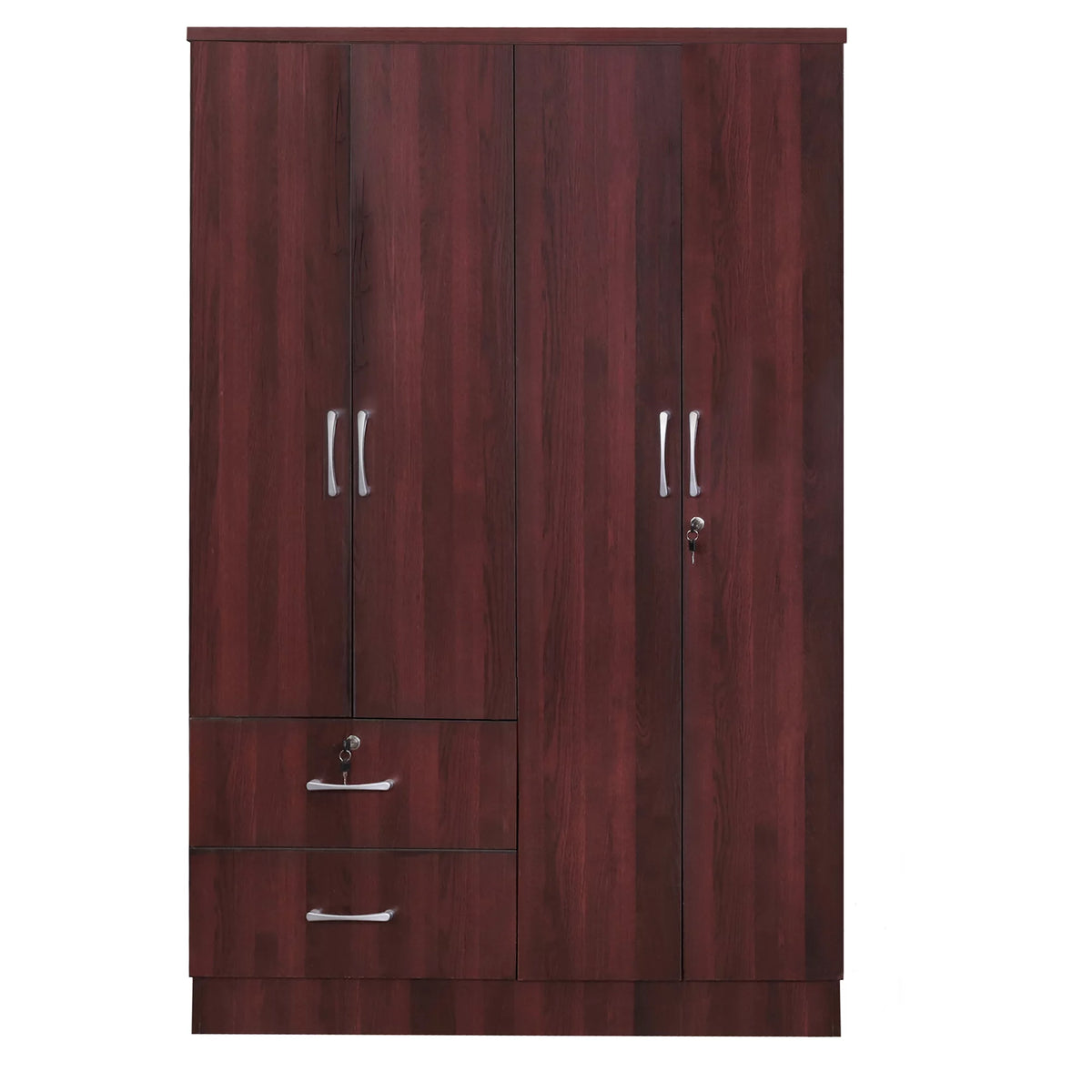 Wood 4 Doors 2 Drawers Armoire in Mahogany H39891