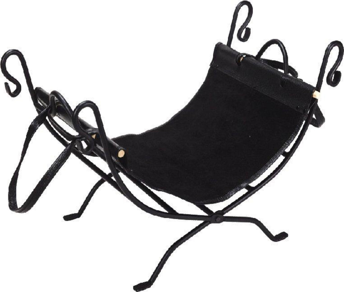 Black Wrought Iron Log Holder and Carrier V67912