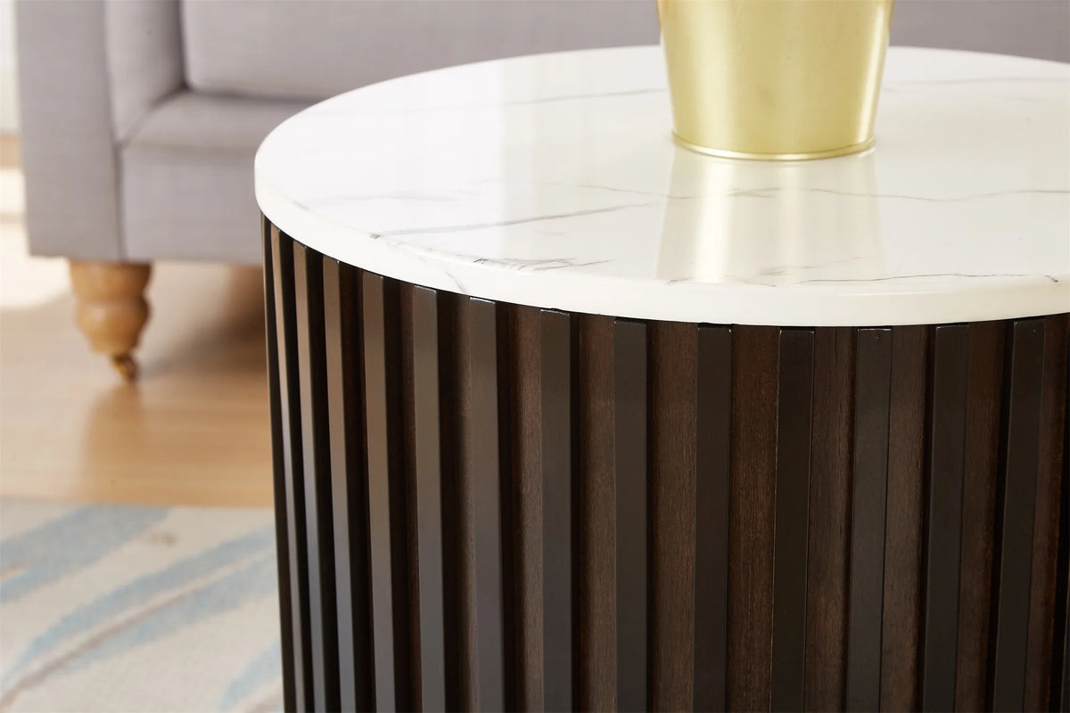 Round Coffee Table with Storage, Black I57566
