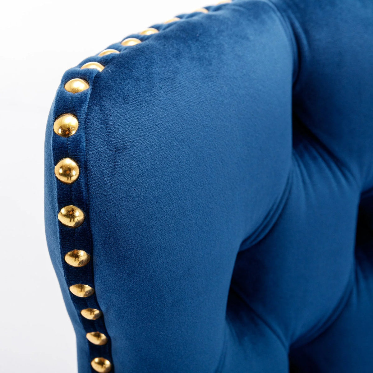 Golden Swivel Velvet Barstools Adjustable Height Blue Set of 2 T227992
