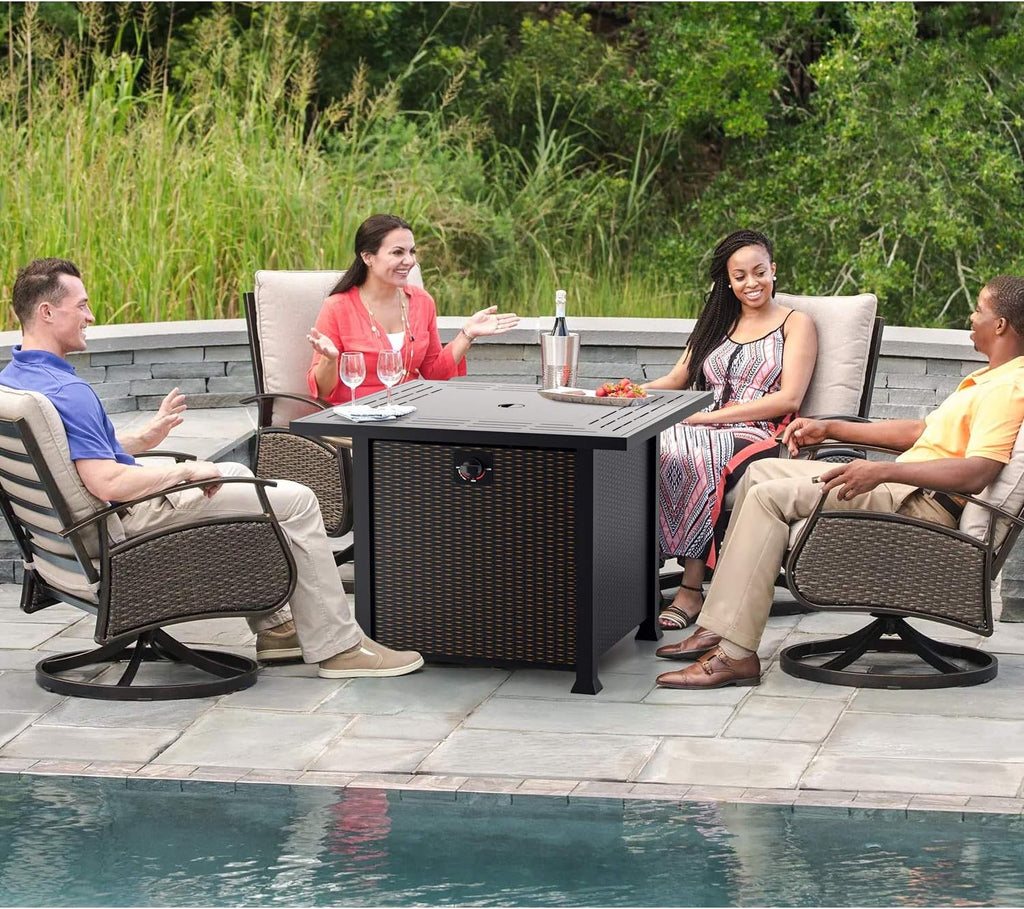 32 Inch 50,000 BTU Propane Fire Pit Table with Glass Wind Guard U51660