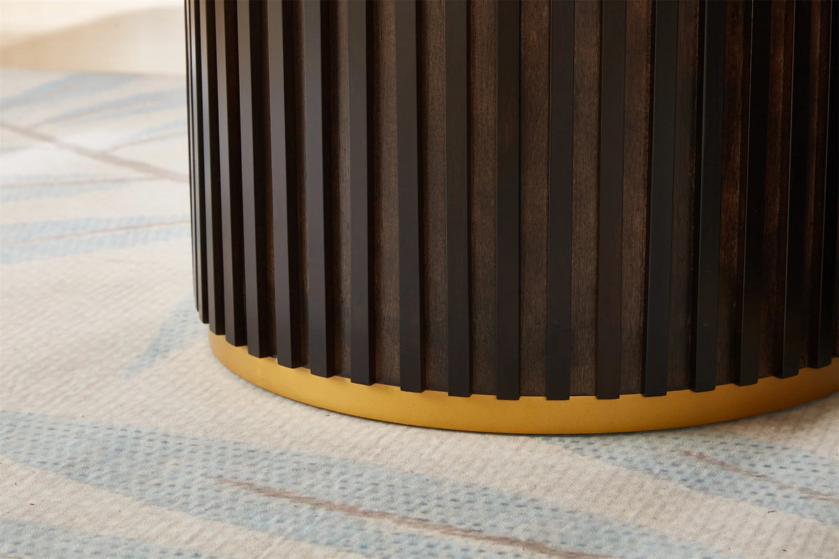 Round Coffee Table with Storage, Black I57566